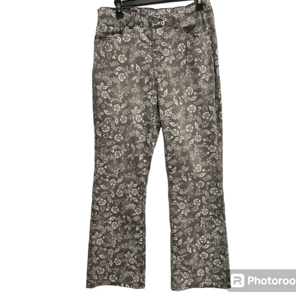 Diane Gilman Gray floral pants. Size 12